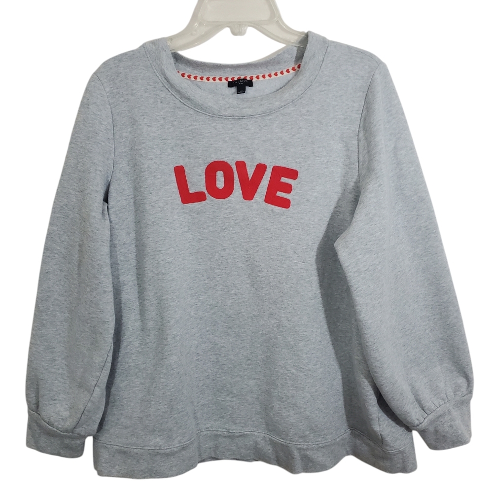 Talbots LOVE Embroidered Blouson Sleeve Sweatshirt Cozy Lounge Boho Size 1X